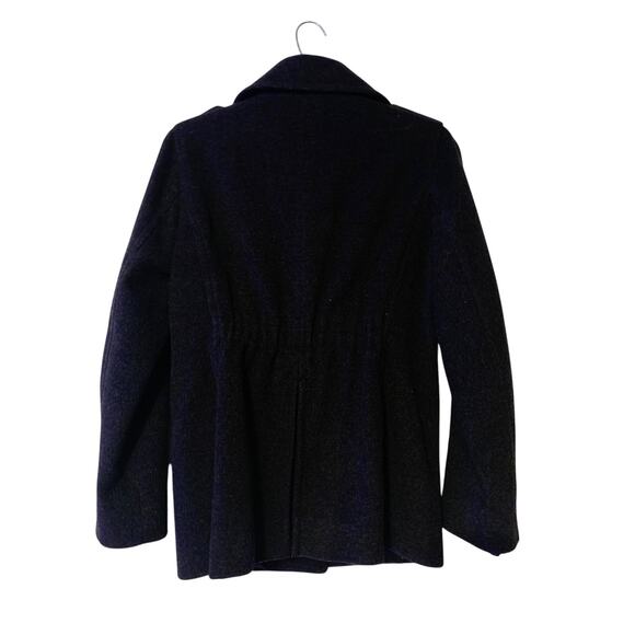 London Fog Vintage Black Wool Button Front Mid Length Women Coat Petite Medium - Picture 2 of 6